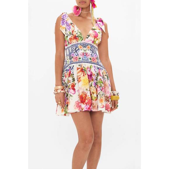 CAMILLA Dresses & Skirts - NEW CAMILLA tie shoulder short dress in dutch is life